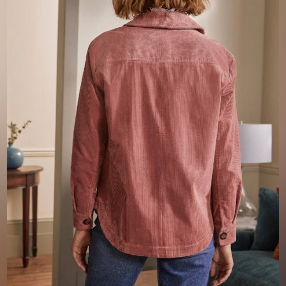 Boden Shacket Jacket Womens 6 Corduroy Pink Long Sleeve Button Wide Wale Shirt - Picture 2 of 16